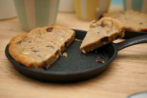 Photo of Peanut Butter Chocolate Chip Cookie in a Cast Iron Pan